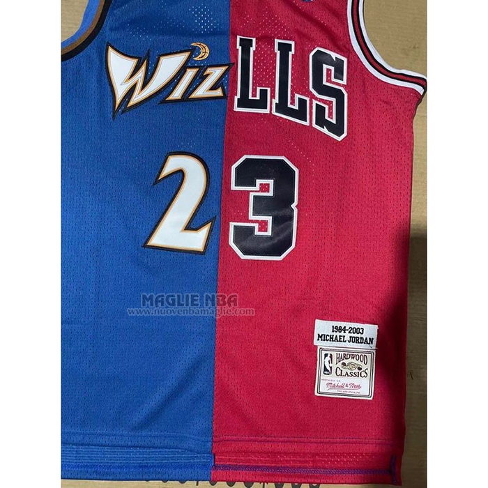 Maglia
 Michael Jordan NO 23 Chicago Bulls Washington Wizards Split Blu
 Rosso
